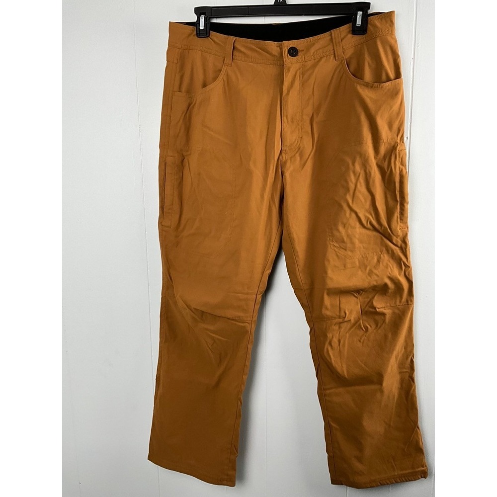 Orvis Mens Fleece Lined Pants 36x30 Brown Nylon Spandex Stretch Outdoor Hiking